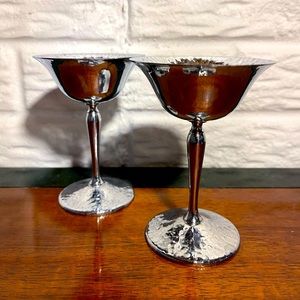 Vintage Continental Chrome Wine Glasses
